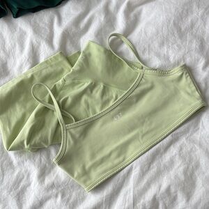 Light Green Slim-Strap Bralette Top & Shorts